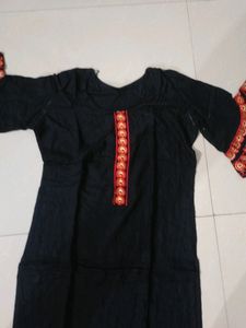 Black And Flowers Orange Kurti