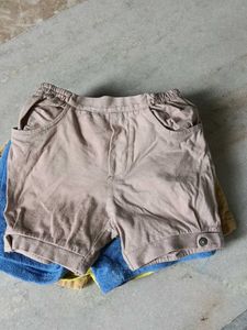 4 Cute Shorts Bundle - Yellow, Blue, Tan