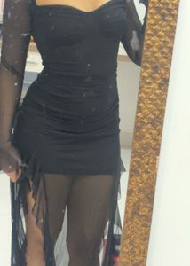 Chic Black Mesh Sheer Dress