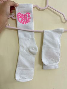 White Socks with "Best Love" Print