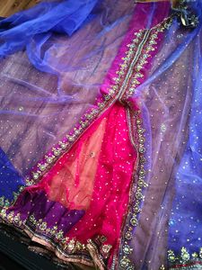 Stunning handwork Net lehanga Saree