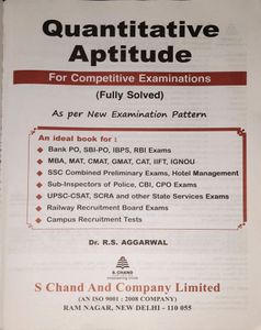 Quantitative Aptitude RS Agarwal for Competitive Examination