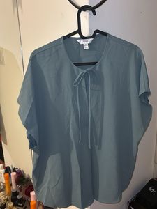Teal Tie-Neck Blouse