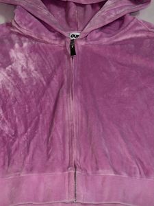 Outryt Pink Velour Zip-Up Hoodie