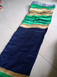 Vibrant Striped Silk Blend Saree