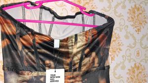 Unique Art Print Strapless Maxi Dress