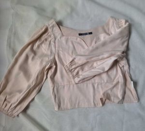Peach Korean Style Sweetheart Crop Top