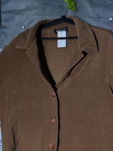 Brown Collared Button-Up Jacket