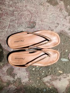 Stylish Beige Flip Flops with Chain Detail