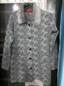 Patterned Grey Women Coat for Winters