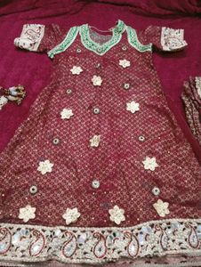 Maroon Khada Dupatta Set Heavy Pearl &amp; Zari work
