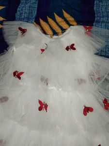 2 Frocks In White And Light Green For Baby Girl