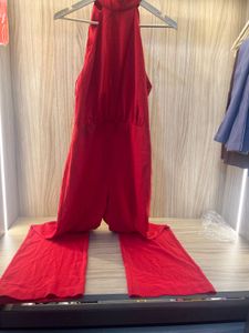 NEW ZARA Elegant Red Halter Neck Maxi Dress