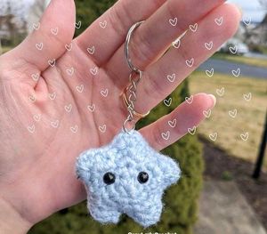 Crochet Moon &amp; Star Keychain