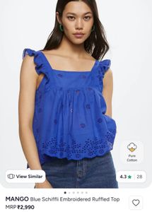 Mango Embroidered Ruffled Top(Brand new)