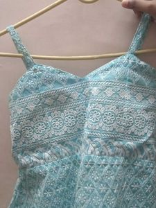 Padded Stunning Light Blue Embroidered Top
