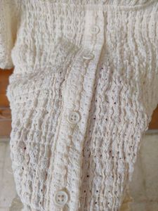 Chic White Smocked Puff Sleeve Top