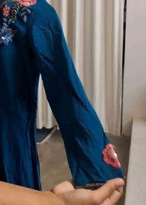 Elegant Blue Embroidered Gown