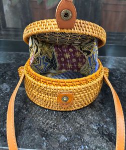 Rattan Round Crossbody Bag