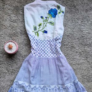 Blue Tiered Long Frock