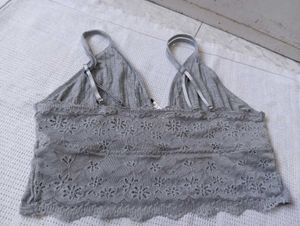 Gray Lace Trim Bralette