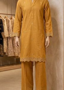 Embroidered Mustard Kurta with Pants