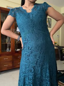 Elegant Blue Lace Dress