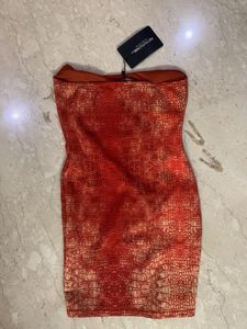 Eye-Catching Red Croc Print Mini Dress