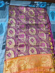Purple Silk Brocade Saree-only saree