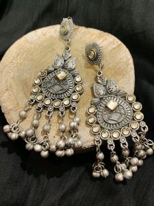 Oxidized Silver Drop Earrings