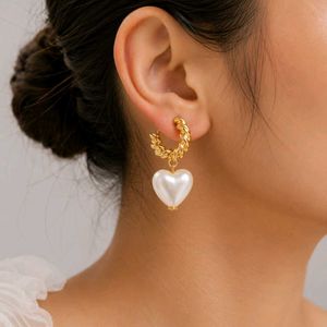 Heart Pearl Hoop Earrings