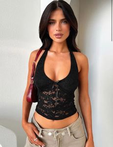Black Lace Halterneck Camisole