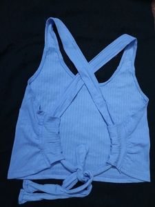 Blue Criss-Cross Back Tank Top