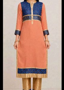 Elegant Peach &amp; Blue Kurti