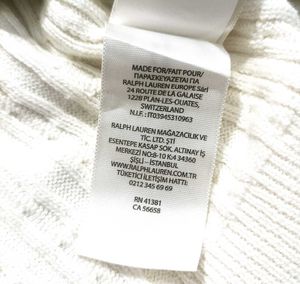 Ralph Lauren Polo White Cable Knit Cardigan