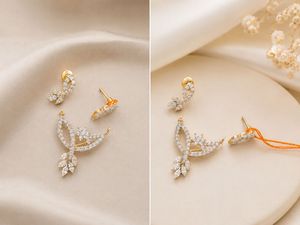 Exquisite Diamond & Gold Tone Jewelry Set