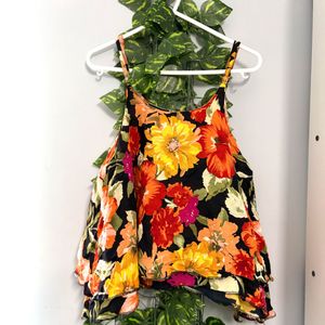 Vibrant Floral Ruffle Tank Top