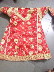 Red Embroidered kids khada dupatta