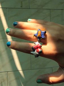 Y2K chunky Star &amp; strawberry Statement Rings