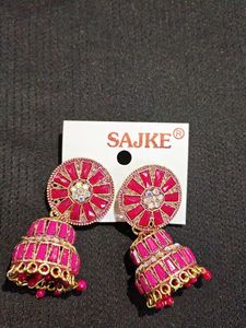Elegant Pink Jhumka Earrings
