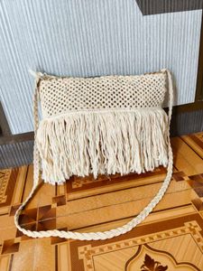 Boho Macrame Fringe Crossbody Bag