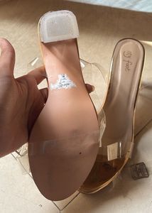 coral bronze clear classic heels