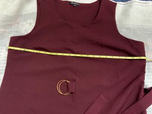 Annabelle Plus Size Wine Dress with Belt Detail