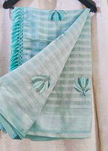 Elegant Teal Saree with Matching Blouse
