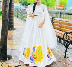 Hand painted peacock lehnga and choli