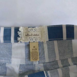 Blue &amp; White Striped Summer  Shorts 🪼