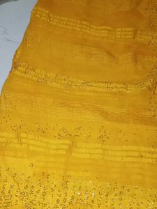 Elegant Yellow Embellished Saree