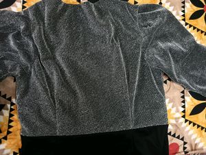 Sparkly Silver &amp; Black Midi Dress