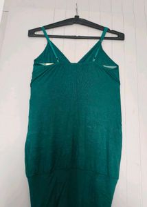 Teal Spaghetti Strap Dress with Belt Detail