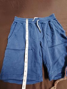 Blue Cotton Drawstring Shorts